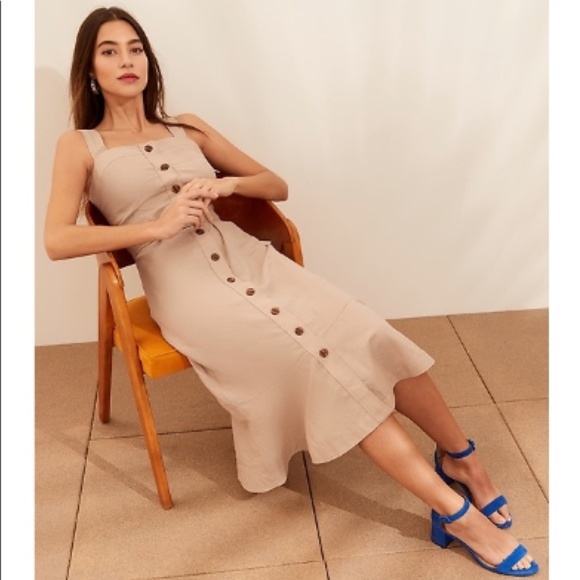 NWT Banana Republic Linen Blend Button Midi Dress